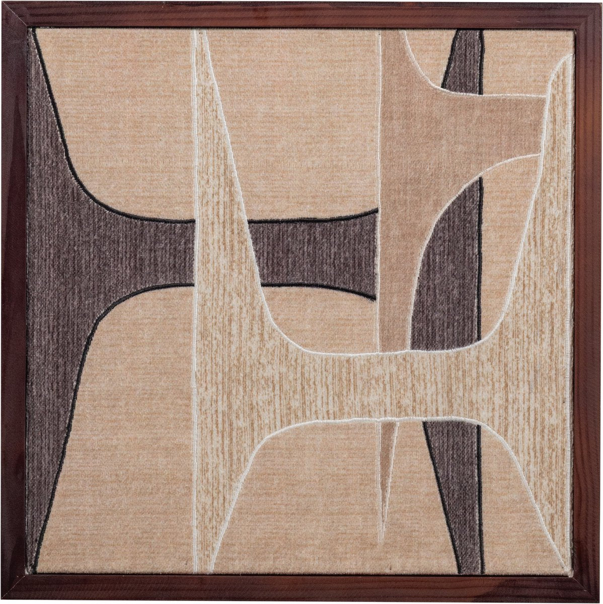 WOOOD Anno Wanddeco - Katoen/Hout - Naturel/Bruin - 90x60x10 cm