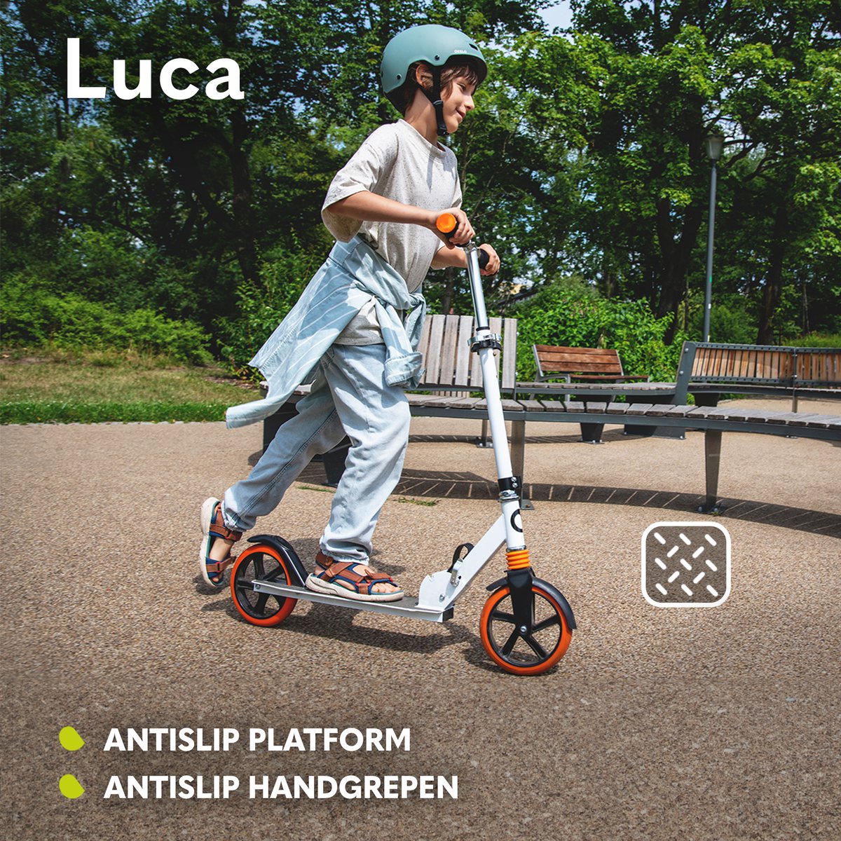 Lionelo Luca Step - Opvouwbare Scooter tot 100 kg - ABEC-7 Lagers - 200 mm Wielen - ShockResist Demping - 3 Hoogte-instellingen - Antislip Platform - Tieners & Volwassenen