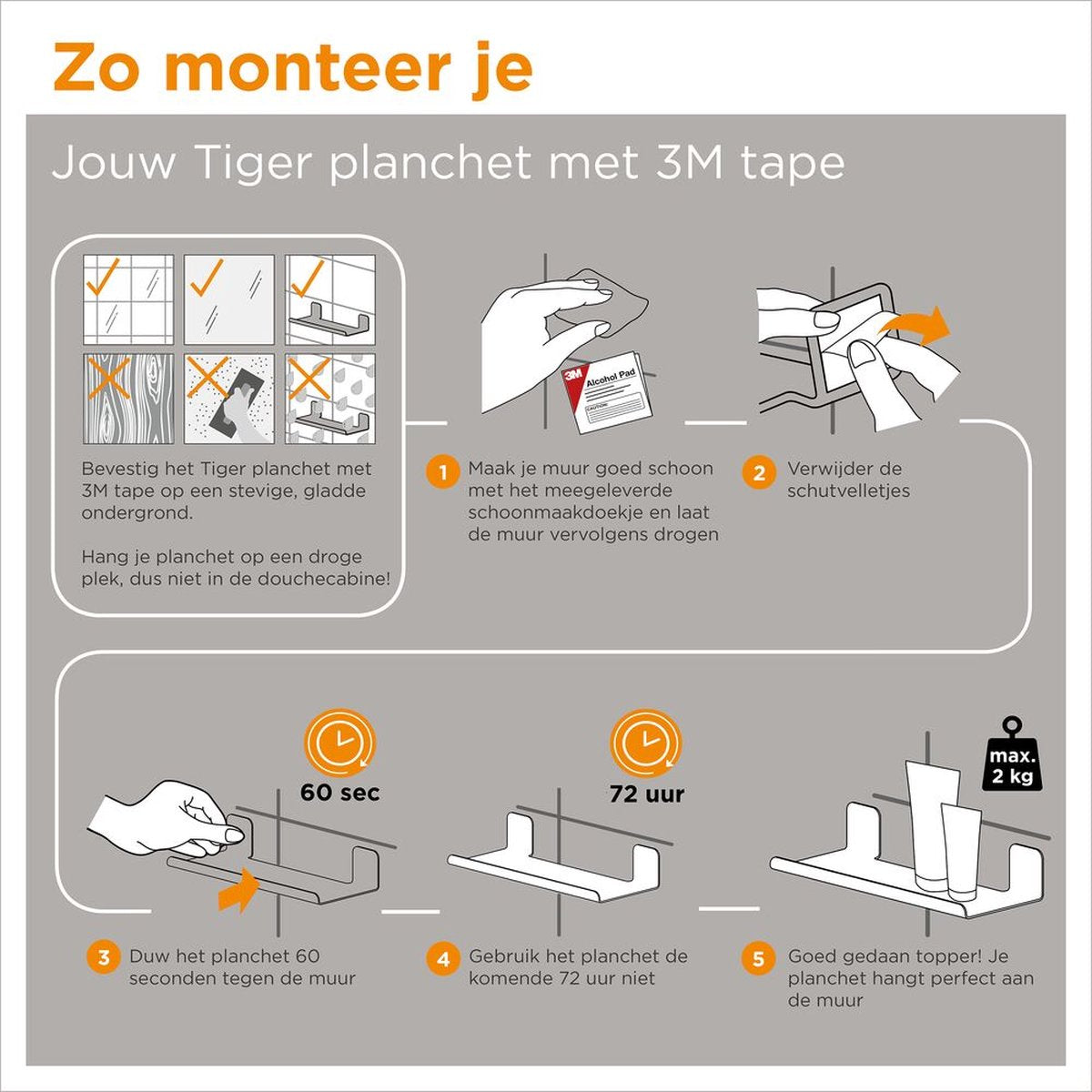 Tiger Colar - Planchet 30 cm - Zonder te boren - RVS gepolijst Tweede kans