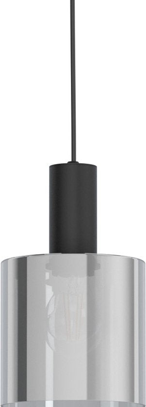 EGLO Gorosiba - Hanglamp - E27 - Ø 15 cm - rookglas - Zwart Tweede kans