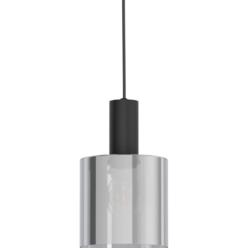 EGLO Gorosiba - Hanglamp - E27 - Ø 15 cm - rookglas - Zwart Tweede kans