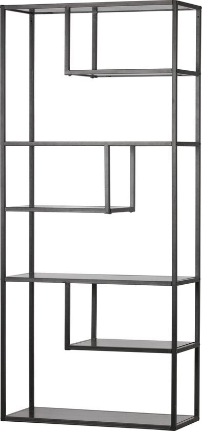 WOOOD Teun Vakkenkast - Metaal - Zwart - 188x85x35 cm