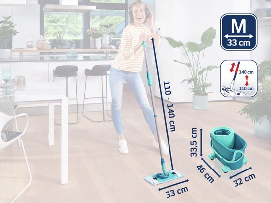 Leifheit Clean Twist M vloerwisser Ergo mobiel - dweil set compleet systeem met wieltjes - 33 cm - 6 liter Tweede kans