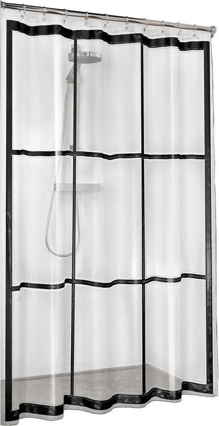 Sealskin Brix Douchegordijn 180x200 cm - PEVA - Transparant / Zwart Tweede kans