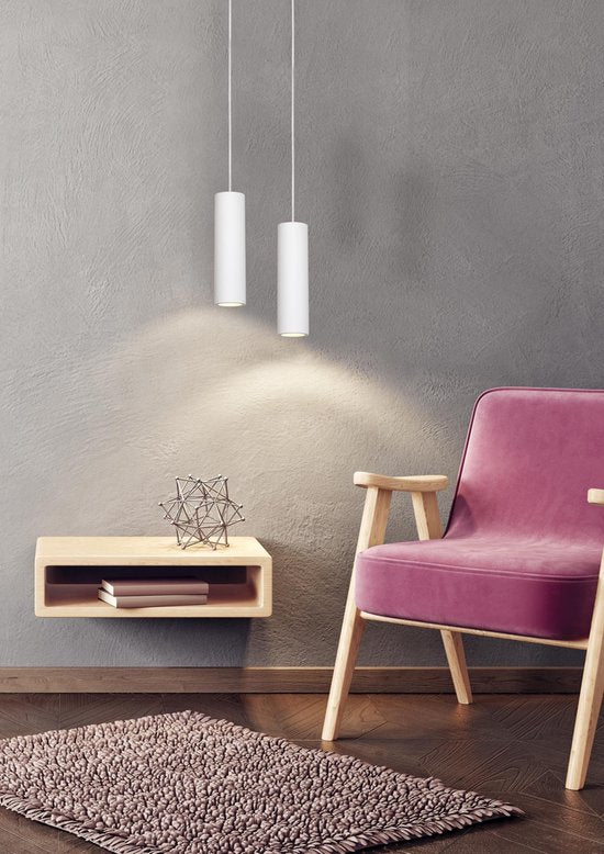 Lucide GIPSY - Hanglamp - Ø 7 cm - 1xGU10 - Wit - Japandi Tweede kans