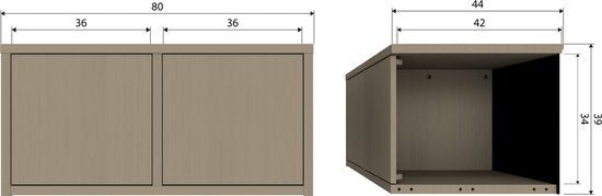 WOOOD Turner Opbergbank - Grenenhout - Mud/Bruin - 39x80x44 cm