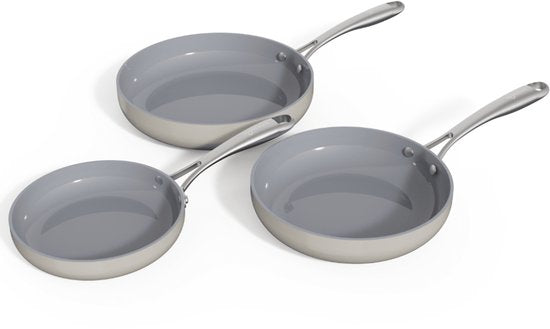 Safecourt Kitchen 3-delige Keramische koekenpan Pannenset - Ø 20, 24, 28 cm Pannen