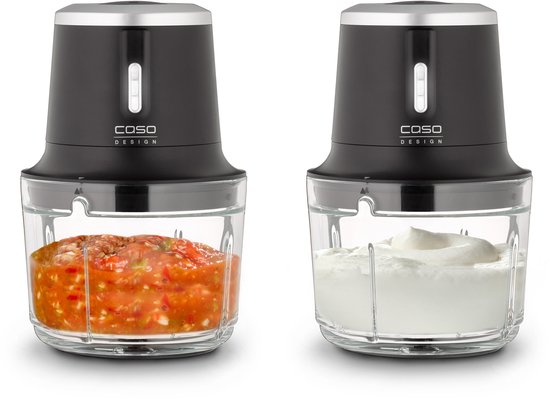 CASO Chop & Go Akku-Multi Hakmolen – Draadloze Multichopper, 1L Glas, 200W, Li-ion Accu, USB-C, 4 RVS Messen, 2 Snelheden, Model 1747