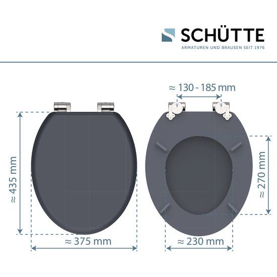 SCHÜTTE WC-Bril 80104 SPIRIT ANTHRAZIT - MDF-Hout - Soft Close - Verchroomde Scharnieren - Belastbaar tot 175 kg - Gelakt - Gesatineerd Antraciet Tweede kans
