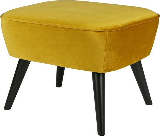 WOOOD Sara Hocker Op Poten - Velvet Stof - Oker/Geel - 56x41x36 cm