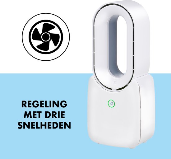 Lifetime Air Bladeloze Ventilator - Stille Ventilator Met Drie Snelheden - Draadloze Bureau Ventilator - Tafel Ventilator met LED Mood Light