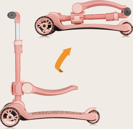 Lionelo Franky Kinderstep 2in1 - LED - 3 wielen - tot 50kg - Fiets en scooter 2in1 - Grote verlichte wielen - Speelgoedmandje