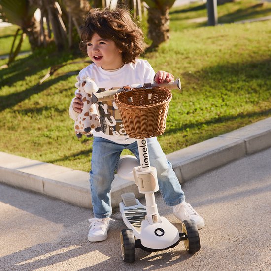 Lionelo Franky - Kinderstep 2in1 - LED - 3 wielen - tot 50kg - Fiets en scooter 2in1 - Grote verlichte wielen - Speelgoedmandje