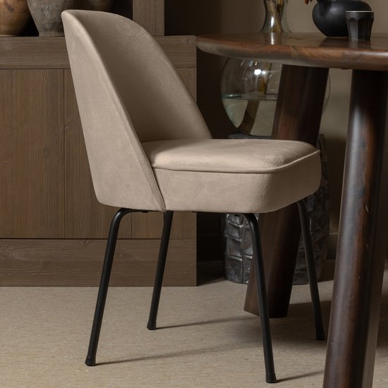 WOOOD Vogue Eetkamerstoel - Fluweel - Khaki - 83x50x58