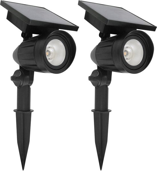 Set 2 stuks LED Solar tuinspot zwart