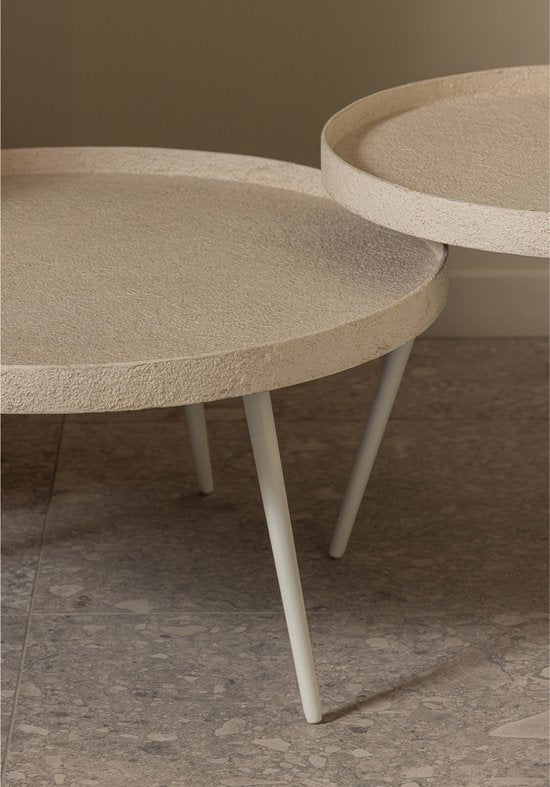 WOOOD Bounds Bijzettafel - Hout/Metaal - Naturel/Wit - 44x58x58 cm
