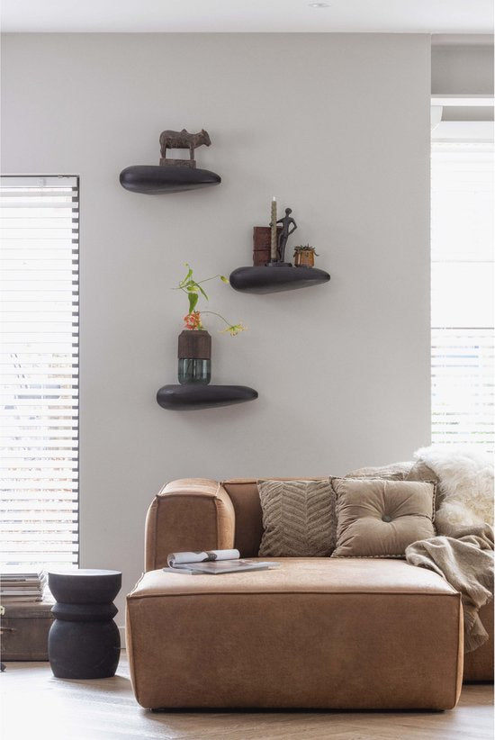 WOOOD Bikkel Kruk - Hout - Zwart - 40x28x28 cm