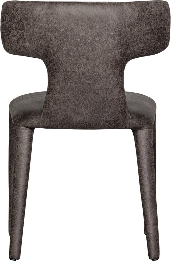 WOOOD Permit Eetkamerstoel - Leerlook - Zwart/Grijs - 78x52x53
