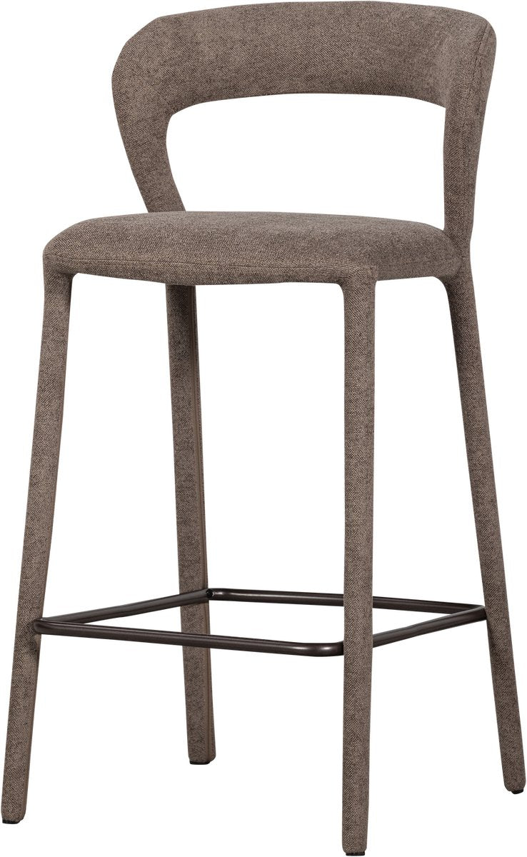 WOOOD Noble Barstoel - Geweven Stof - Taupe/Beige - 95x48x52 cm