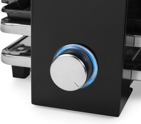 Princess Gourmetstel 162915 - Raclette Piano Black 4 personen – Parking deck voor gebruikte pannetjes – 2 meter snoer - 700W Tweede kans