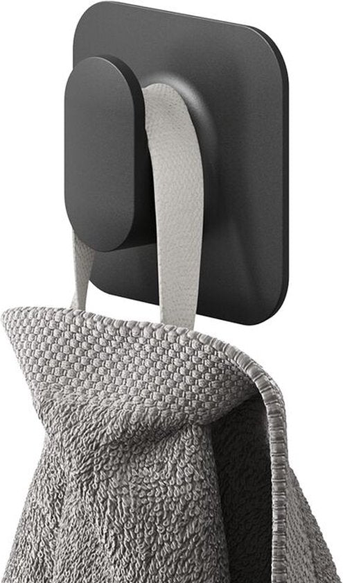 Tiger Carv - Handdoekhaak medium - Zonder boren - 3M tape zelfklevend - Zwart Tweede kans