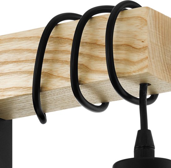 EGLO Townshend 5 Wandlamp - E27 - 27,5 cm - Hout - Zwart/Bruin - FSC Hout Tweede kans