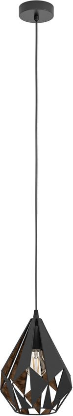 EGLO Carlton 1 Hanglamp - E27 - Ø 20,5 cm - Zwart/Koper Tweede kans