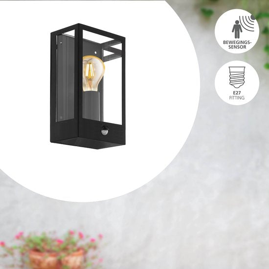 EGLO Alamonte Wandlamp Buiten - E27 - 29,5 cm - Zwart - Sensor - IP44 tweede kans