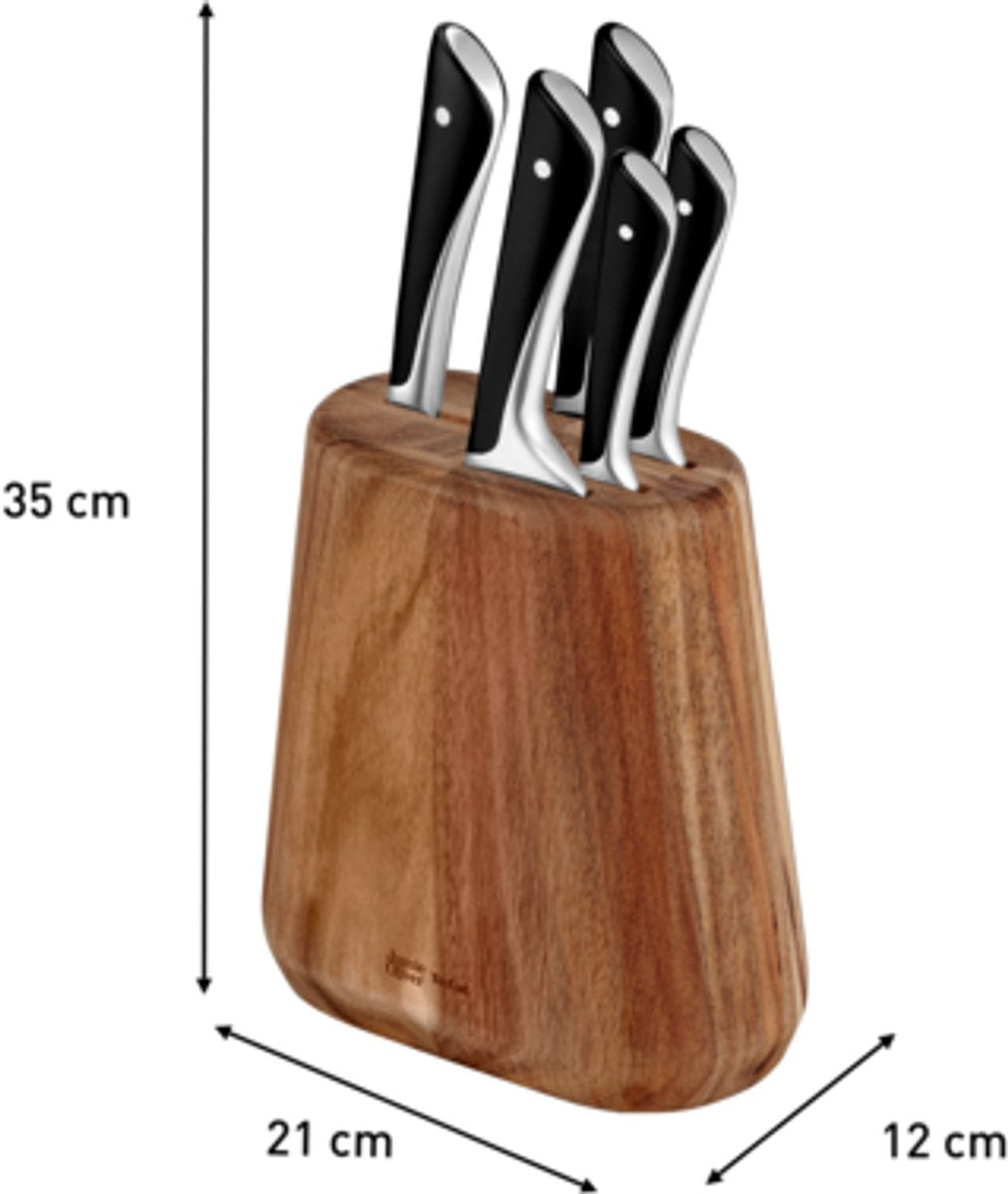 Jamie Oliver by Tefal Messenset - 5-delig - Inclusief Messenblok - RVS - Voor Professioneel Gebruik