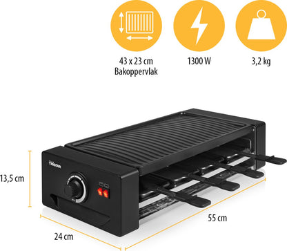 Tristar Gourmetset - RA-2736 - 1300W - Bakplaat 8 personen - Extra hittebron, Incl 6 pannetjes - PFAS-Vrij