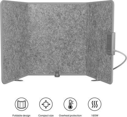 Sinji Elektrische Kachel – Infrarood Verwarmingspaneel – Heater – Bureauverwarming Verplaatsbaar – 165W – Grijs