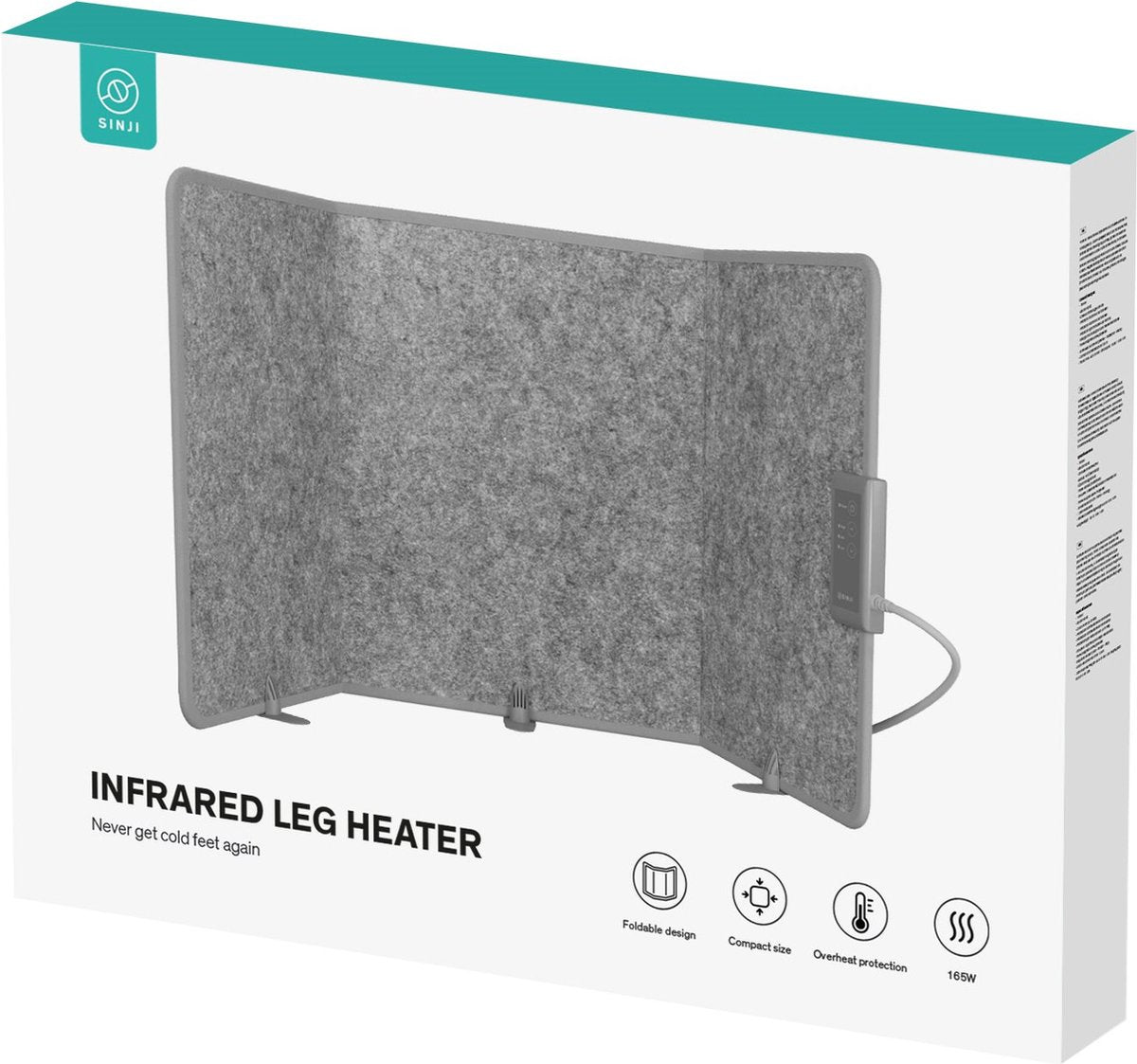 Sinji Elektrische Kachel – Infrarood Verwarmingspaneel – Heater – Bureauverwarming Verplaatsbaar – 165W – Grijs