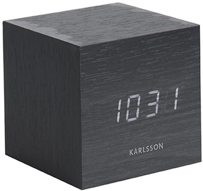 Karlsson Wekker Mini Cube - Zwart fineer, Wit LED - 8x8x8cm - Scandinavisch