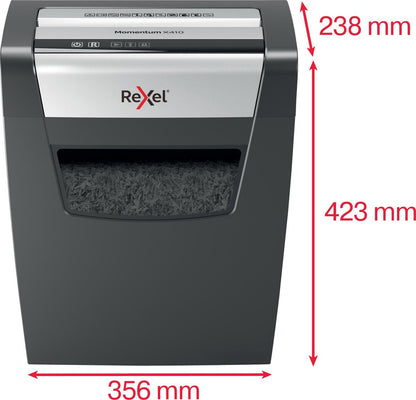 Rexel Momentum X410 Papierversnipperaar - P4 Snippers - Tot 10 Vel - 23L - Zwart