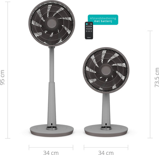 Duux Whisper 2 Statiefventilator - Zuinige Ventilator met 26 snelheden, Timer en Nachtmodus - In hoogte verstelbaar (73-95cm)
