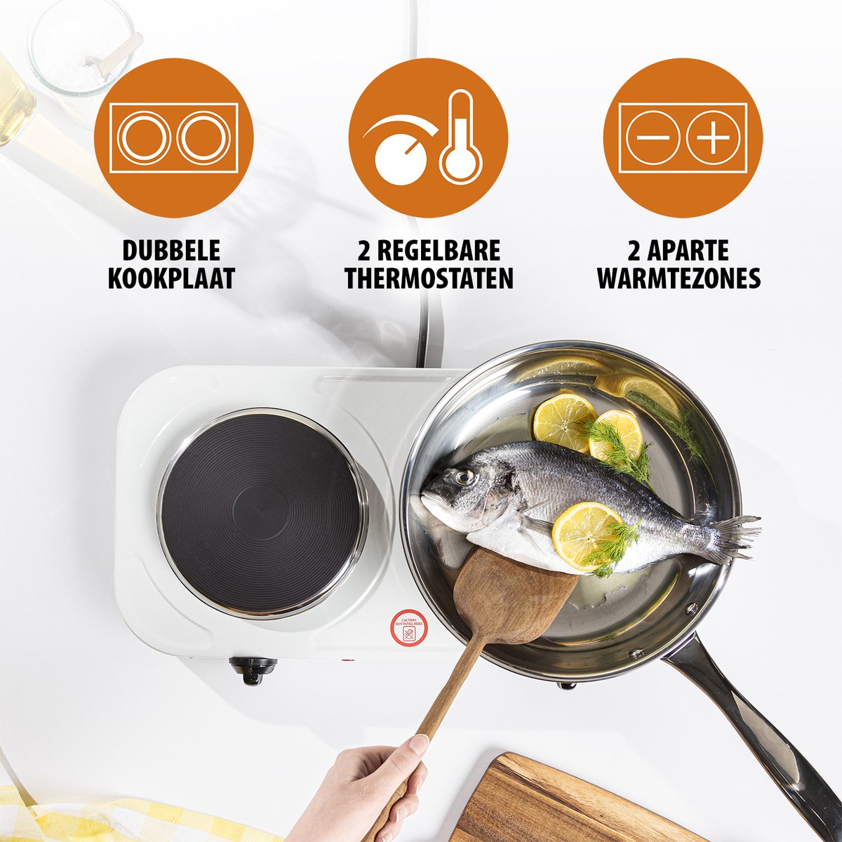 Tristar Elektrische kookplaat 2500W - KP-6245 - 2 Kookzone - Vrijstaand - Wit Tweede kans