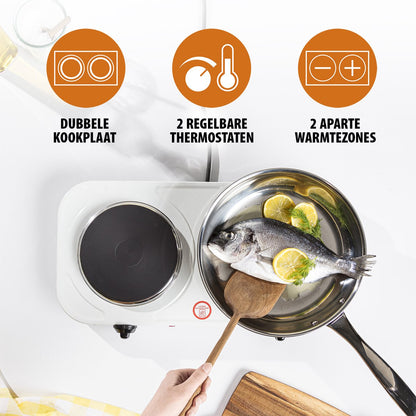 Tristar Elektrische kookplaat 2500W - KP-6245 - 2 Kookzone - Vrijstaand - Wit Tweede kans