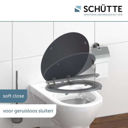 SCHÜTTE WC-Bril 80104 SPIRIT ANTHRAZIT - MDF-Hout - Soft Close - Verchroomde Scharnieren - Belastbaar tot 175 kg - Gelakt - Gesatineerd Antraciet Tweede kans