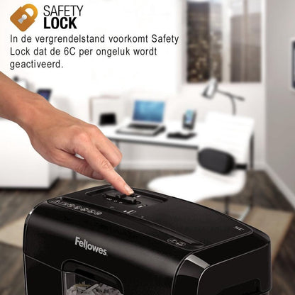 Fellowes papierversnipperaar 6C - snippers P4 - 6 vel - zwart