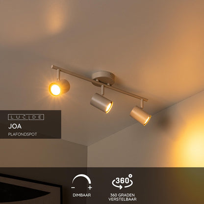Lucide JOA - Plafondspot (Plafondlamp) - 3xGU10 - Taupe