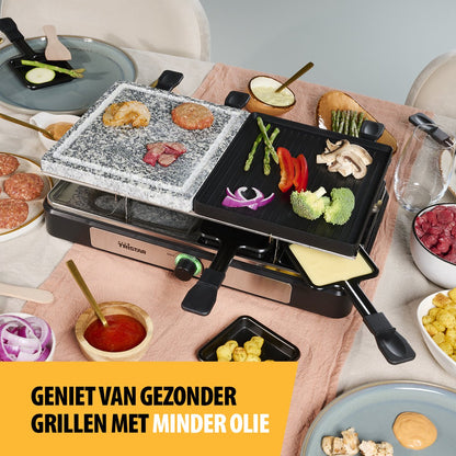 Tristar Gourmetset - RA-2747 - 1400W - Bakplaat 8 personen - 5-in-1 steengrill - Incl 8 pannetjes