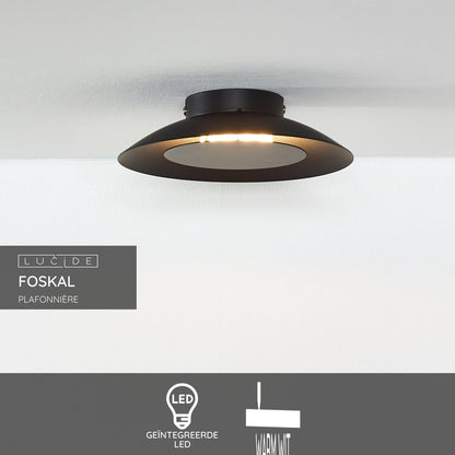 Lucide FOSKAL - Plafonnière (Plafondlamp) - Ø 21,5 cm - LED - 1x6W 2700K - Zwart