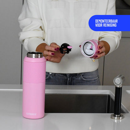 Kambukka Elton geïsoleerde waterfles 1L - Pink Ambition met 3-in-1 deksel en makkelijke reiniging drinkfles