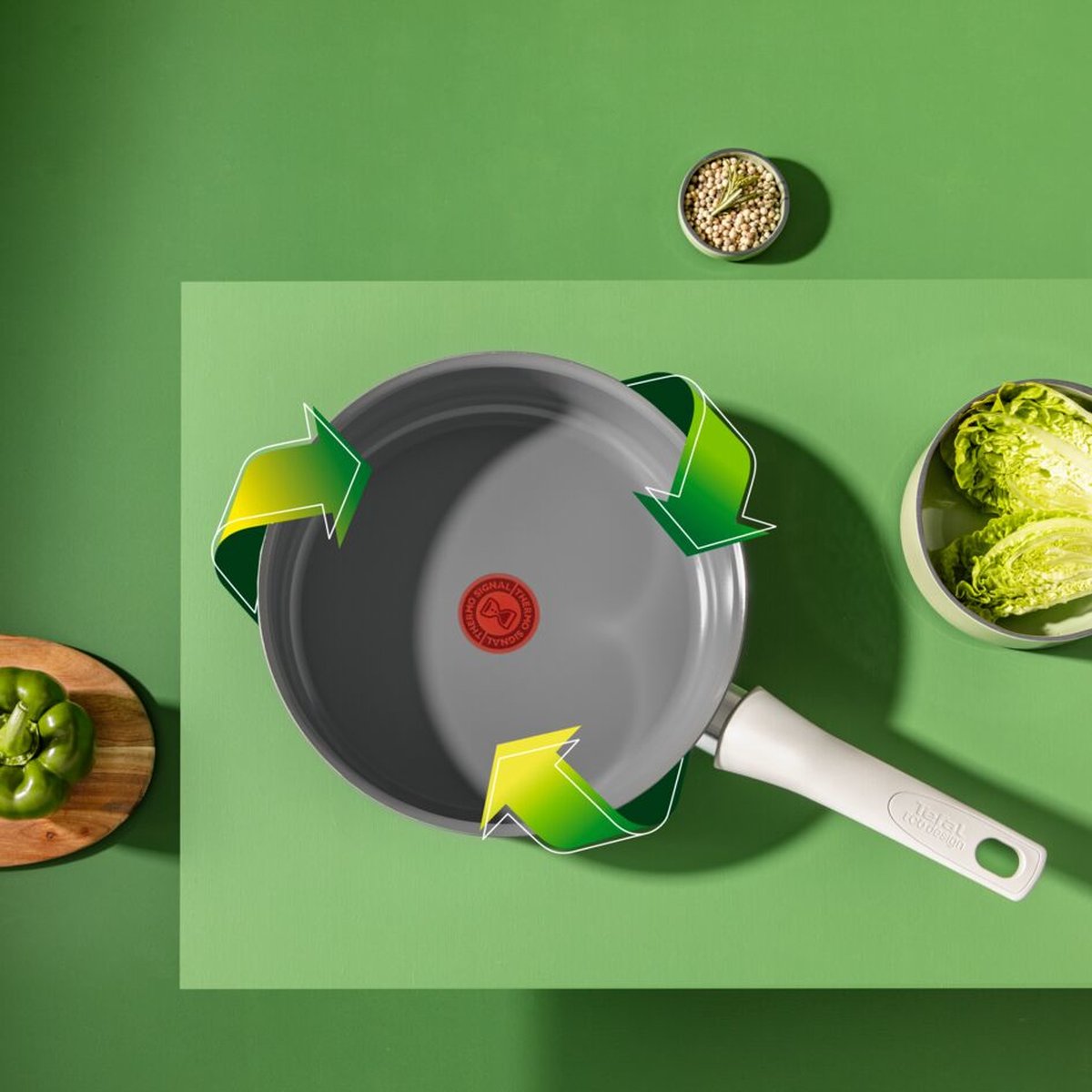 Tefal Renew ON - Hapjespan zonder deksel - Ø24 cm - Met Deksel - Keramisch - PFAS-vrij - Geschikt voor Inductie