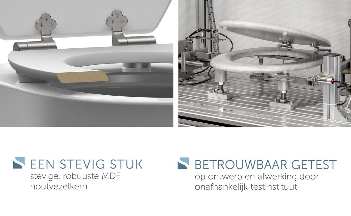 SCHÜTTE WC-Bril 80193 DARK WOOD - MDF-Hout - Soft Close - Verchroomde Scharnieren - Belastbaar tot 175 kg - Decor - 3-zijdige Print Tweede kans