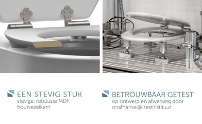 SCHÜTTE WC-Bril 80193 DARK WOOD - MDF-Hout - Soft Close - Verchroomde Scharnieren - Belastbaar tot 175 kg - Decor - 3-zijdige Print Tweede kans