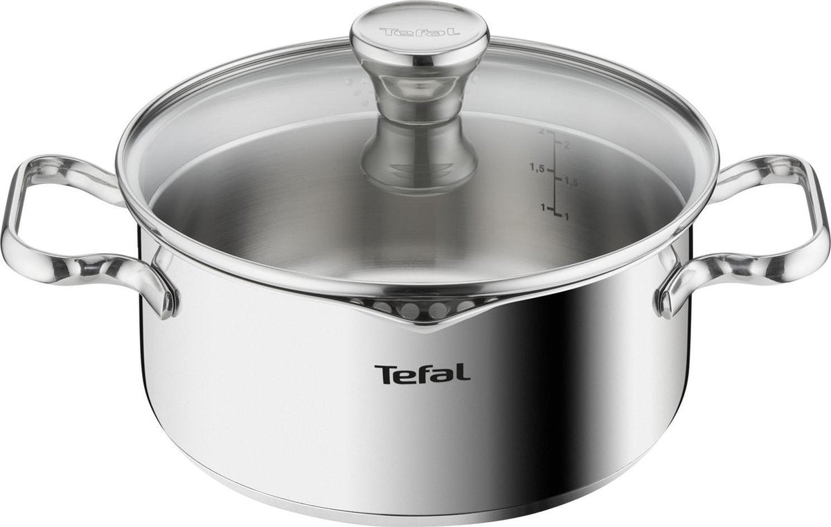 Tefal Duetto Kookpan met Deksel - Ø20cm - Stoomgaatjes - RVS - Geschikt voor alle warmtebronnen - Zilver