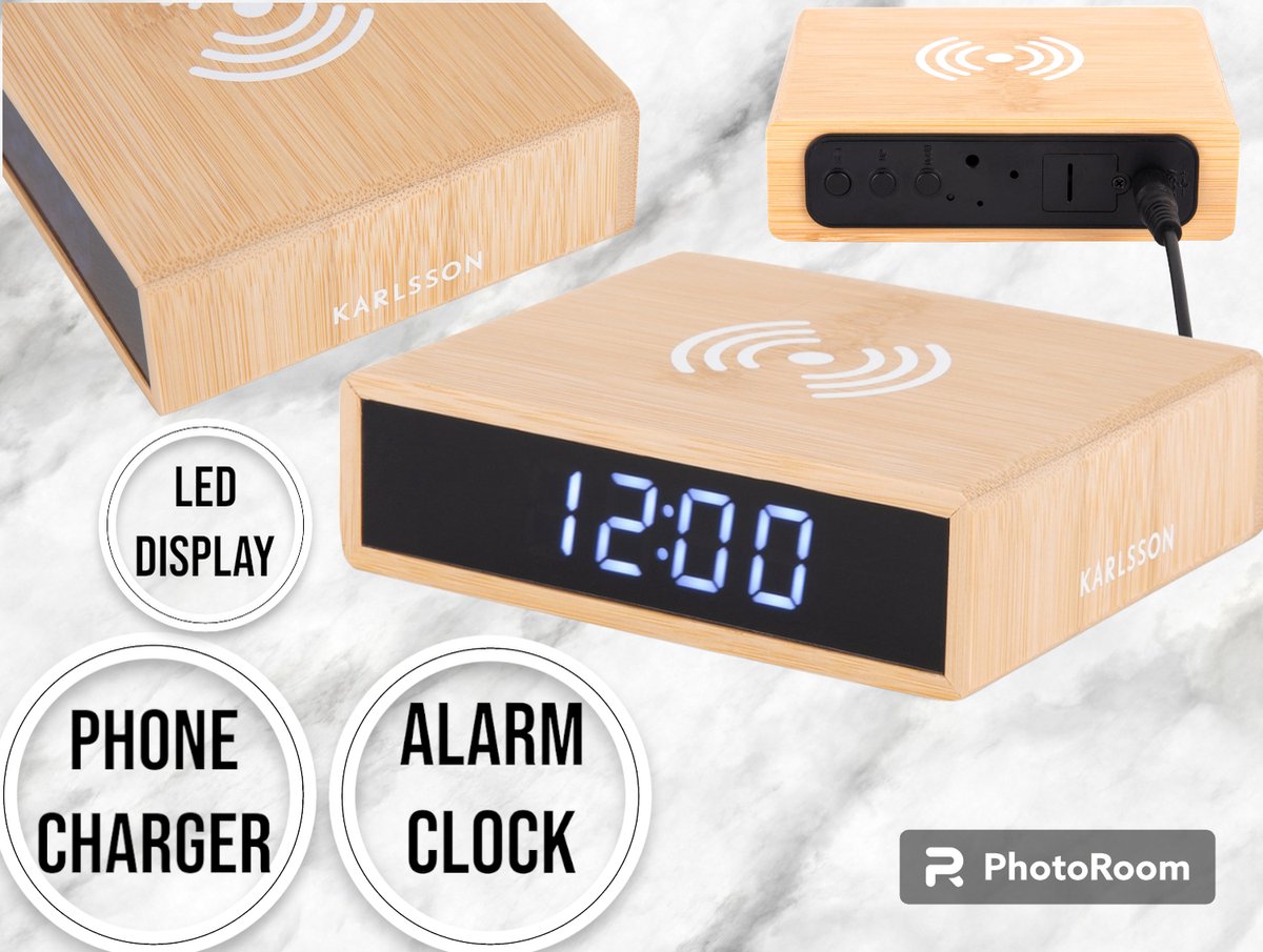 Karlsson Wekker Fat LED - Bruin - 8x10,6x3,1cm - Modern - Wekker voor slaapkamer - Wekkers