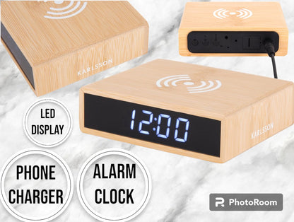 Karlsson Wekker Fat LED - Bruin - 8x10,6x3,1cm - Modern - Wekker voor slaapkamer - Wekkers