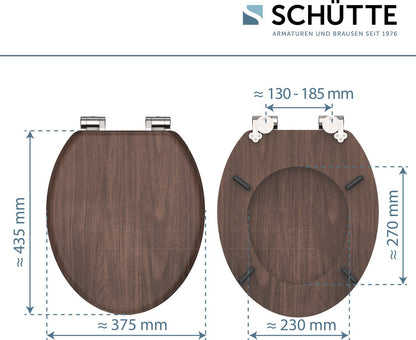 SCHÜTTE WC-Bril 80193 DARK WOOD - MDF-Hout - Soft Close - Verchroomde Scharnieren - Belastbaar tot 175 kg - Decor - 3-zijdige Print Tweede kans